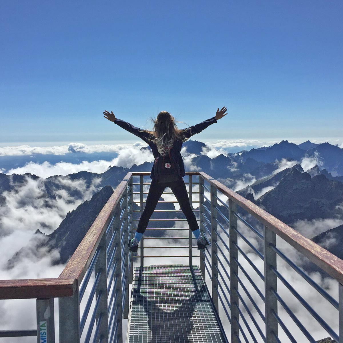 Person standing on Handrail